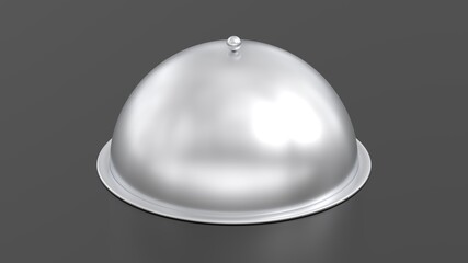 3d render metal dish realistic on gray floor