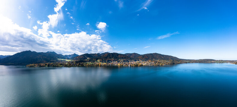 Aerial view, Bad Wiessee and Abwinkl, Tegernsee, Upper Bavaria, Bavaria, Germany,