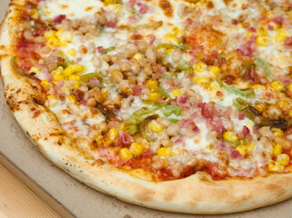 Pizza with Beans Corn Bacon and Chili