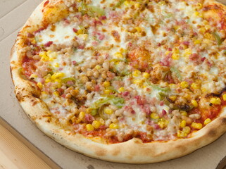 Pizza with Beans Corn Bacon and Chili