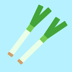 シンプルなネギのイラスト フラットデザイン