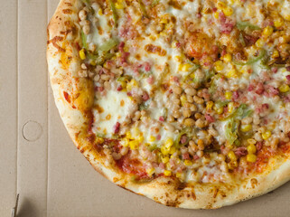 Pizza with Beans Corn Bacon and Chili