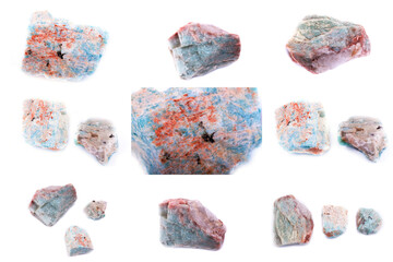 Collection of stone mineral amazonite