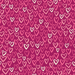 Lovely hand drawn doodle hearts background, cute romantic seamless pattern, great for textile, banners, wallpapers, wrapping - vector design