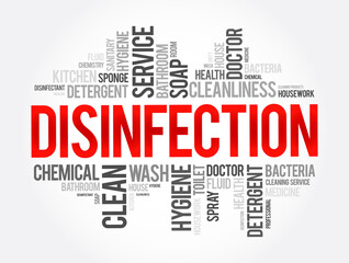 Disinfection word cloud collage, health concept background