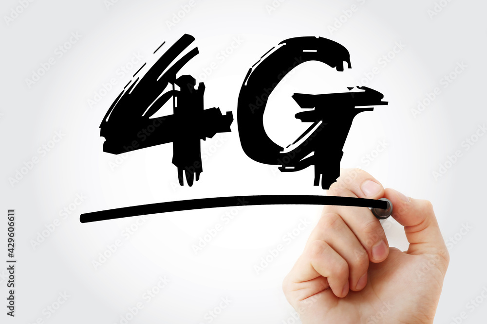Poster 4g - fourth generation cellular data text with marker, technology concept background