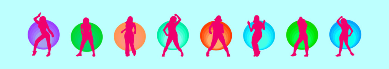 Fototapeta na wymiar set of dance cartoon icon design template with various models. vector illustration isolated on blue background