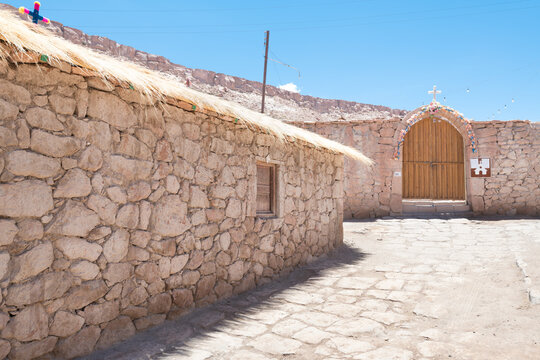 A view of a street of Caspana, a little village in the Atacama desert in northern Chile.