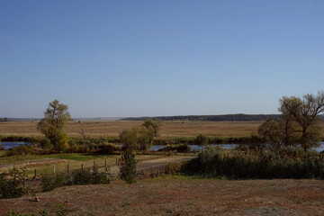 Countryside open spaces in the morning in autumn