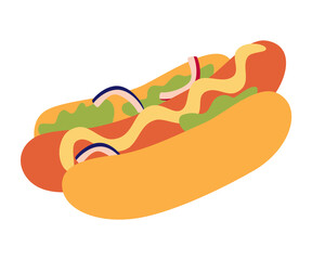Cartoon Hot dog icon. Bakery icon. Vector isolated flat illustration fast food for poster, menus, brochure, web and icon fast food