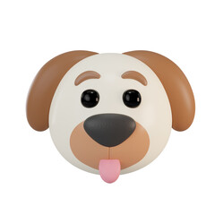 Emoji Dog 3d render illustration