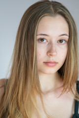 Beautiful teen girl, intense close-up portrait