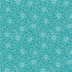 Vector seamless natural pattern. Light contour floral print. Children's background