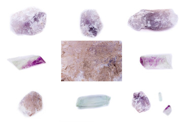Collection of stone mineral Fluorite