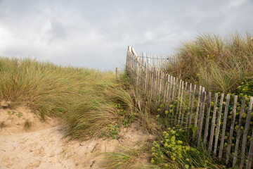 Fototapeta na wymiar Barrier to retain sand from the dunes