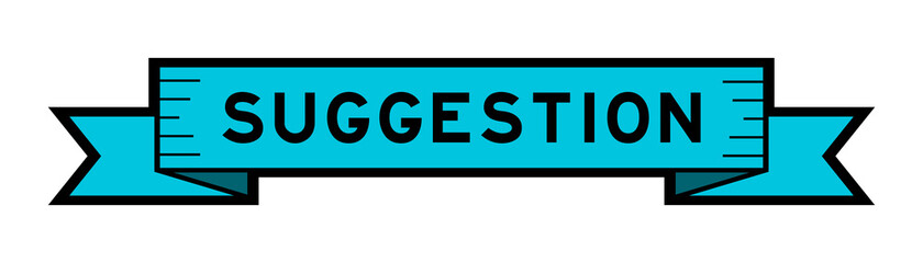 Vintage blue color ribbon banner with word suggestion on white background