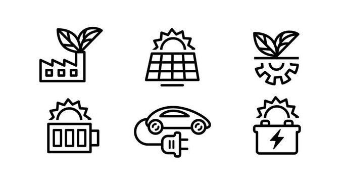 icon set Ecology, Recycling, Environment and Technology in outline design animated