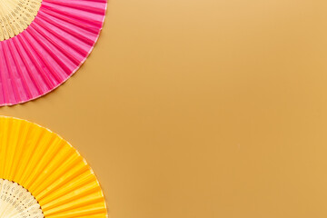 Japanese style hand fan made of bamboo and paper