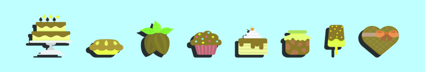 set of chocolate chip cookies cartoon icon design template with various models. vector illustration isolated on blue background