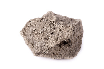 macro pyrite stone on a white background