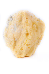 macro mineral stone sulfur on a white background