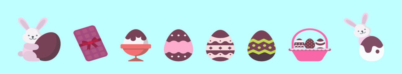 set of easter egg cartoon icon design template with various models. vector illustration isolated on blue background