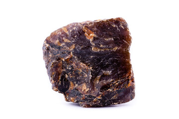 stone macro mineral amber on a white background