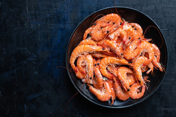 shrimp spice prawn ready to eat seafood trend meal pescetarian diet snack copy space food background rustic. top view vegetarian food 