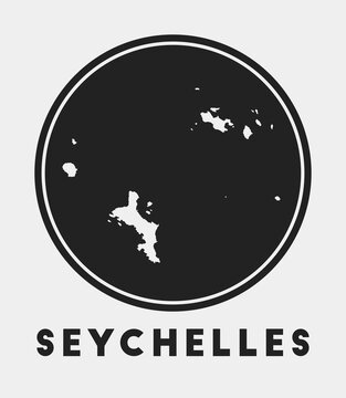 Seychelles icon. Round logo with island map and title. Stylish Seychelles badge with map. Vector illustration.