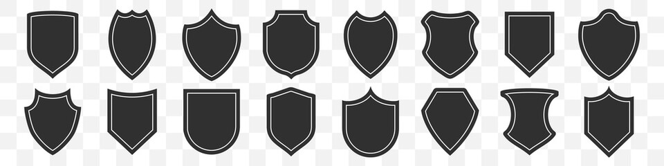 Set of shields icon on a transparent background