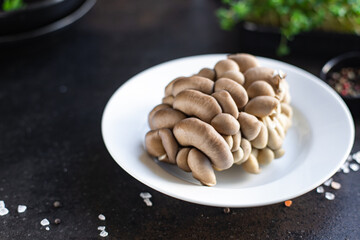 oyster mushrooms raw fresh mushrooms trend meal snack copy space food background rustic. top view keto or paleo diet vegan or vegetarian food