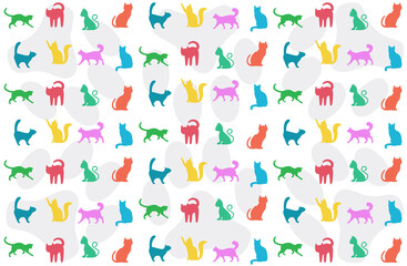 Fototapeta na wymiar Multicolored background and packaging with cats.