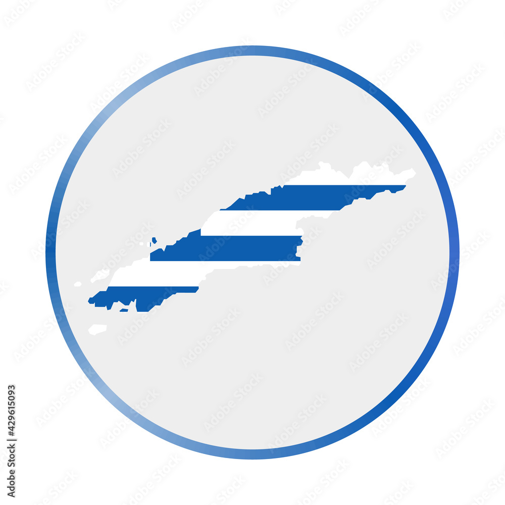 Poster hydra icon. shape of the island with hydra flag. round sign with flag colors gradient ring. appealin