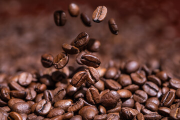 Coffee Beans On Dark Background