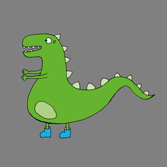 funny dinosaur. Vector illustration. Isolated. Coloring pages for adults and children. Cartoon. Hand-drawn doodle style. Can be used in your projects in banners and posters.