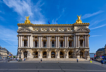 Fototapeta na wymiar The Palais Garnier (Garnier Palace) or Opera Garnier in Paris, France. Architecture and landmark of Paris. Cozy Paris cityscape