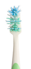 Old toothbrush on a white background. Isolate.