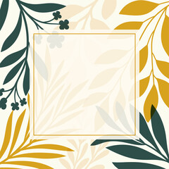 Modern floral vector banner. Botanical illustration template background. Abstract plant elements for print design, social media, post banner and presentation.