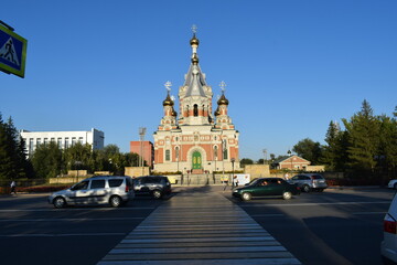 Fototapeta na wymiar Cathedral of Christ the Saviour Orthodox Church Uralsk