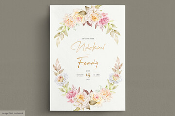 watercolor flowers wedding card set