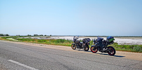 Fototapeta na wymiar travel motorcycle trip in Camargue