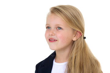 Close up portrait of cute schoolgirl