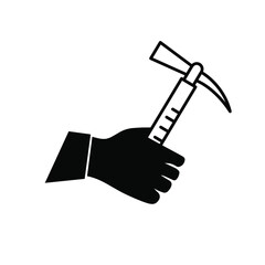 A worker hand holding a hummer tool. Vector illustration.