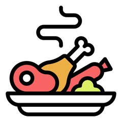 Cooked food icon, Supermarket and Shopping mall related vector