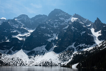 Fototapeta na wymiar Mountain lake scenery in spring