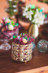Obraz na płótnie Canvas vase with fine sweets for party