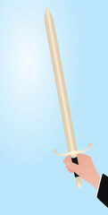 Hand hold sword. vector illustration