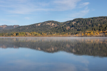 Scenic Reflection Landscape in Grand Teton National Park Wyoming in Autumn