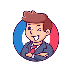 Businessman Cartoon with Cool Expression. Vector Icon Illustration, Isolated on Premium Vector