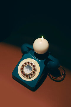 Retro Green Phone With Candle